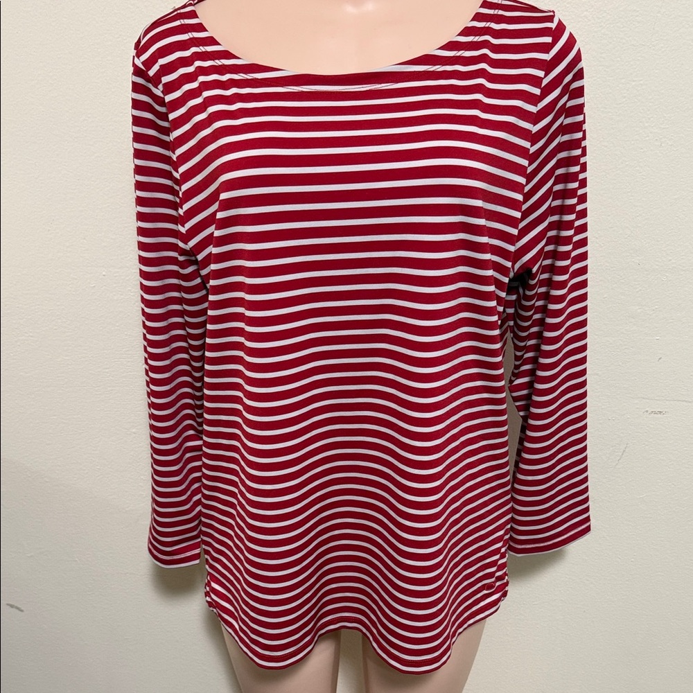 Vineyard Vines Sankaty red & white striped long sleeve woman shirt size XL